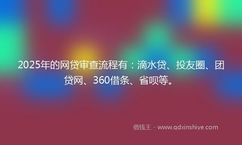 2025年的网贷审查流程有：滴水贷、投友圈、团贷网、360借条、省呗等。