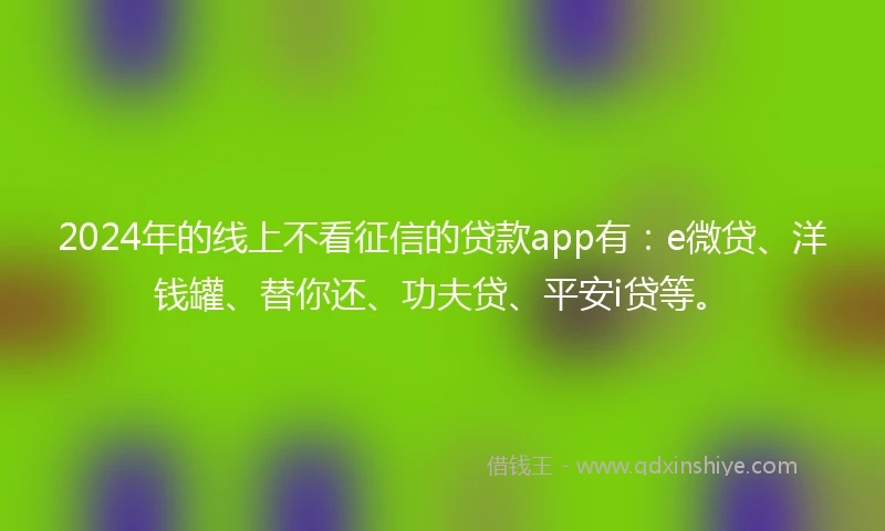 2024年的线上不看征信的贷款app有：e微贷、洋钱罐、替你还、功夫贷、平安i贷等。