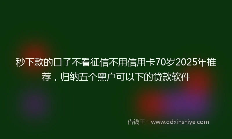 秒下款的口子不看征信不用信用卡70岁2025年推荐，归纳五个黑户可以下的贷款软件