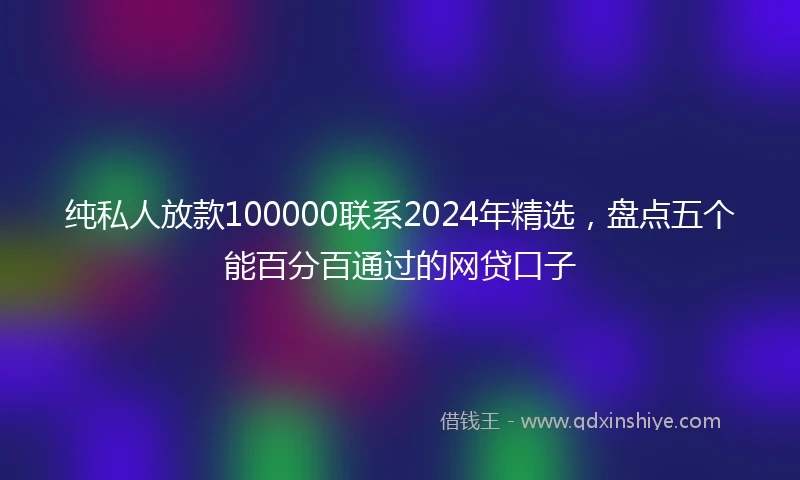 纯私人放款100000联系2024年精选,盘点五个能百分百通过的网贷口子