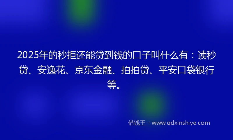 2025年的秒拒还能贷到钱的口子叫什么有：读秒贷、安逸花、京东金融、拍拍贷、平安口袋银行等。