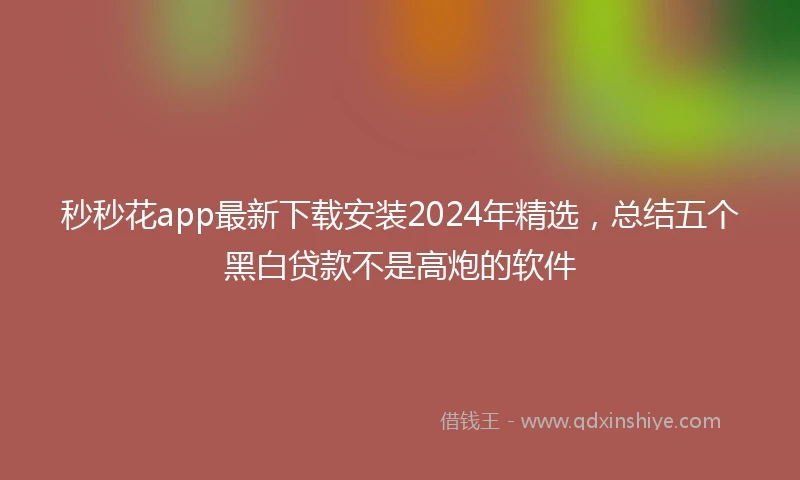 秒秒花app最新下载安装2024年精选，总结五个黑白贷款不是高炮的软件