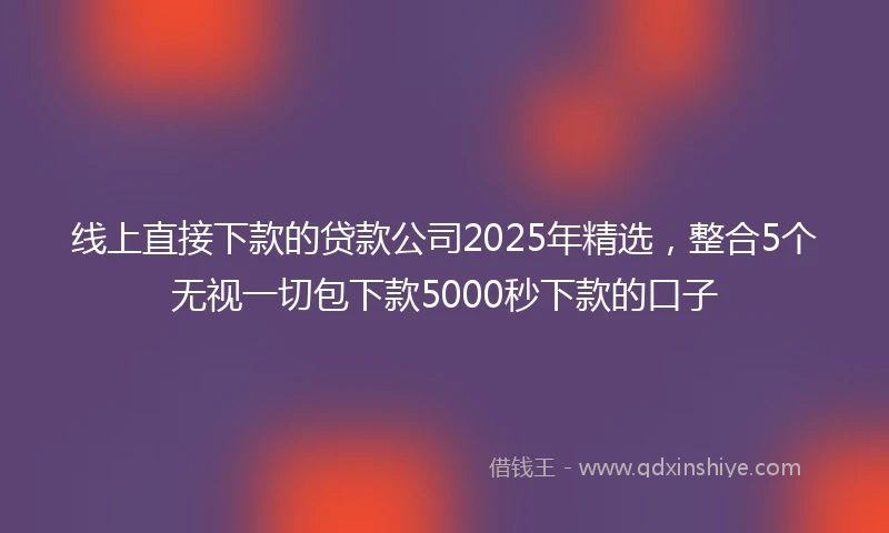 线上直接下款的贷款公司2025年精选，整合5个无视一切包下款5000秒下款的口子