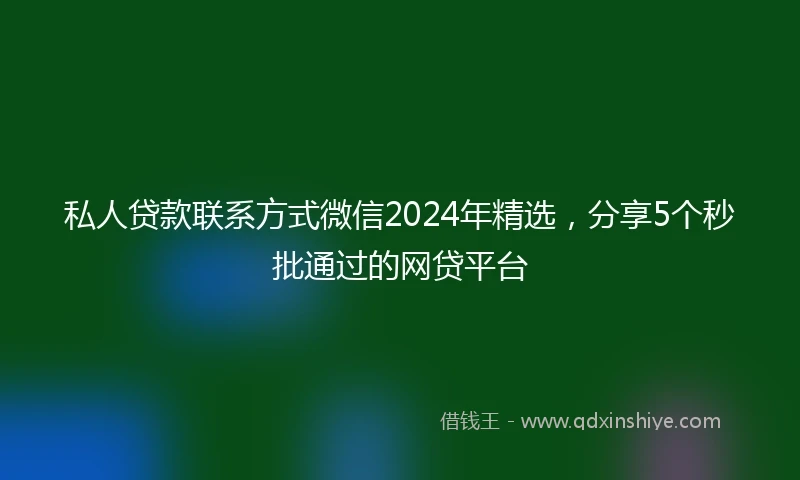私人贷款联系方式微信2024年精选，分享5个秒批通过的网贷平台