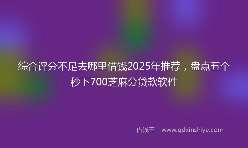 综合评分不足去哪里借钱2025年推荐，盘点五个秒下700芝麻分贷款软件