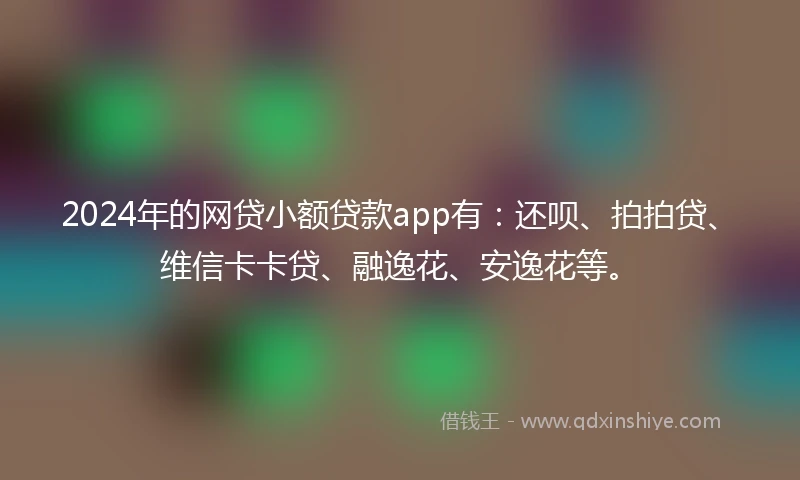 2024年的网贷小额贷款app有：还呗、拍拍贷、维信卡卡贷、融逸花、安逸花等。