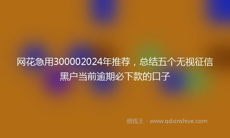 网花急用300002024年推荐，总结五个无视征信黑户当前逾期必下款的口子