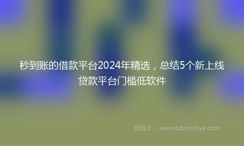 秒到账的借款平台2024年精选，总结5个新上线贷款平台门槛低软件