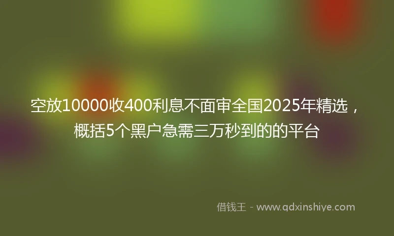 空放10000收400利息不面审全国2025年精选，概括5个黑户急需三万秒到的的平台