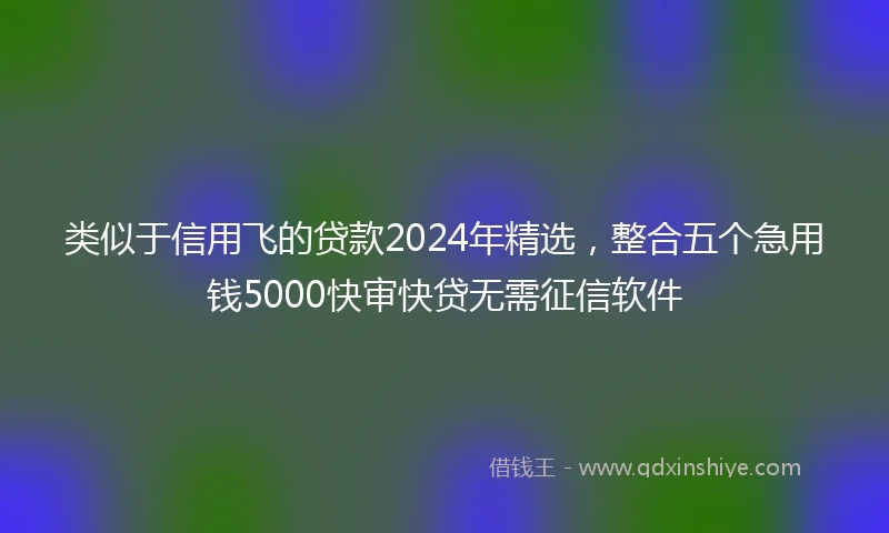 类似于信用飞的贷款2024年精选，整合五个急用钱5000快审快贷无需征信软件