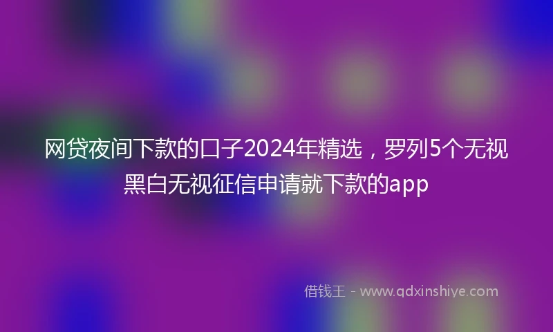 网贷夜间下款的口子2024年精选，罗列5个无视黑白无视征信申请就下款的app