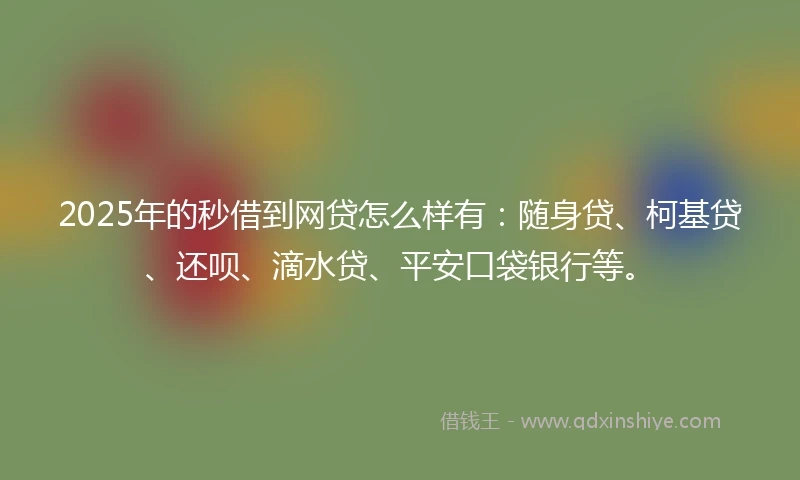 2025年的秒借到网贷怎么样有：随身贷、柯基贷、还呗、滴水贷、平安口袋银行等。