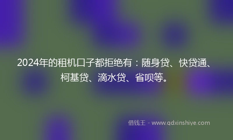 2024年的租机口子都拒绝有：随身贷、快贷通、柯基贷、滴水贷、省呗等。