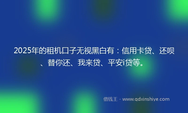2025年的租机口子无视黑白有：信用卡贷、还呗、替你还、我来贷、平安i贷等。