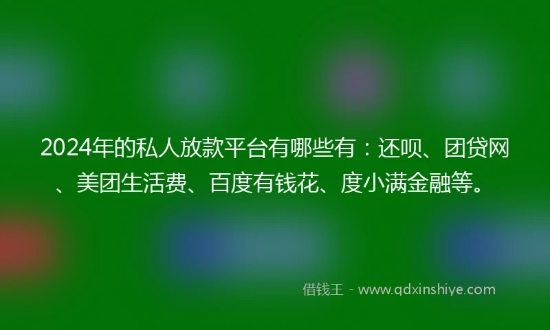 2024年的私人放款平台有哪些有：还呗、团贷网、美团生活费、百度有钱花、度小满金融等。