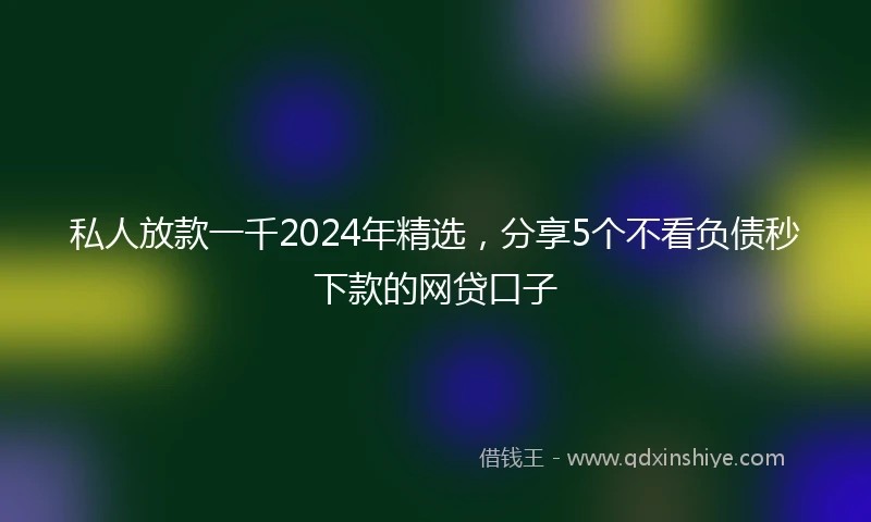 私人放款一千2024年精选，分享5个不看负债秒下款的网贷口子