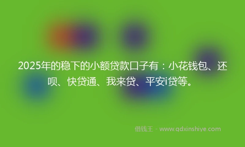 2025年的稳下的小额贷款口子有：小花钱包、还呗、快贷通、我来贷、平安i贷等。