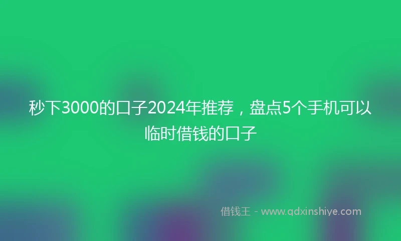 秒下3000的口子2024年推荐，盘点5个手机可以临时借钱的口子