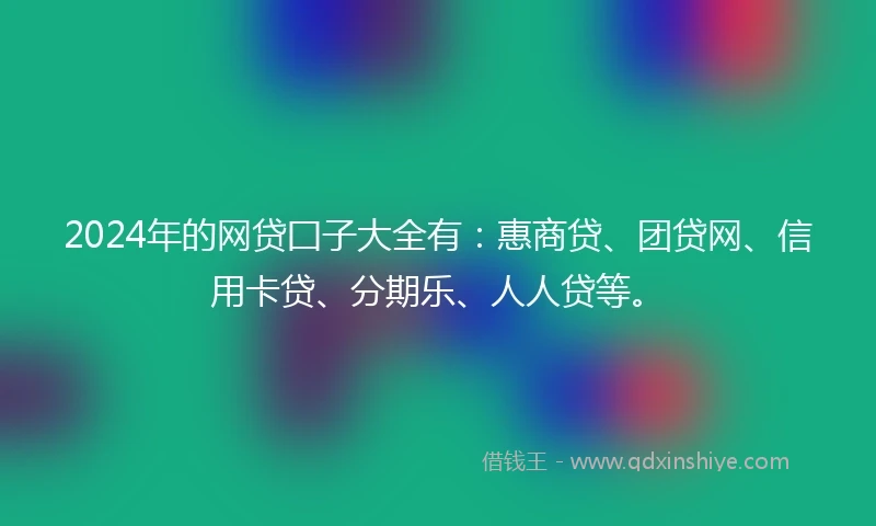 2024年的网贷囗子大全有：惠商贷、团贷网、信用卡贷、分期乐、人人贷等。