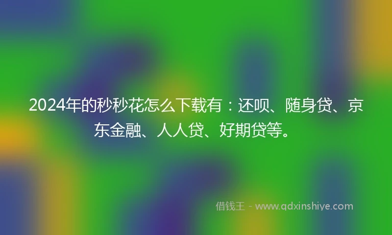 2024年的秒秒花怎么下载有：还呗、随身贷、京东金融、人人贷、好期贷等。