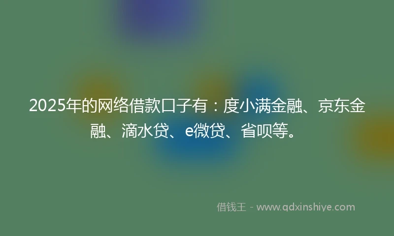2025年的网络借款口子有：度小满金融、京东金融、滴水贷、e微贷、省呗等。