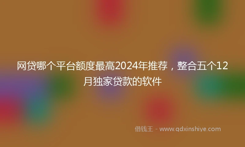 网贷哪个平台额度最高2024年推荐，整合五个12月独家贷款的软件