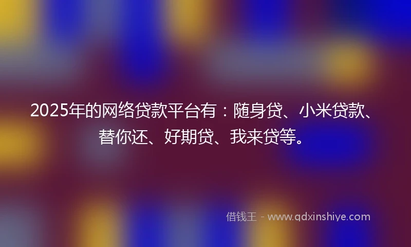 2025年的网络贷款平台有：随身贷、小米贷款、替你还、好期贷、我来贷等。