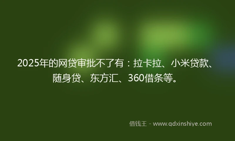 2025年的网贷审批不了有：拉卡拉、小米贷款、随身贷、东方汇、360借条等。