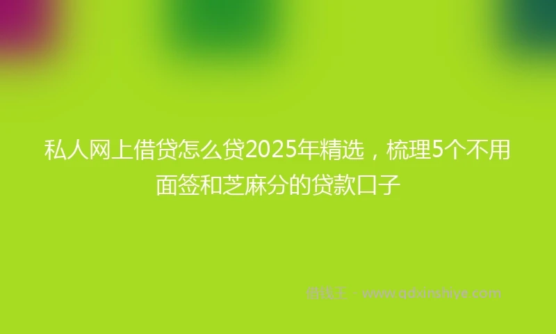 私人网上借贷怎么贷2025年精选，梳理5个不用面签和芝麻分的贷款口子