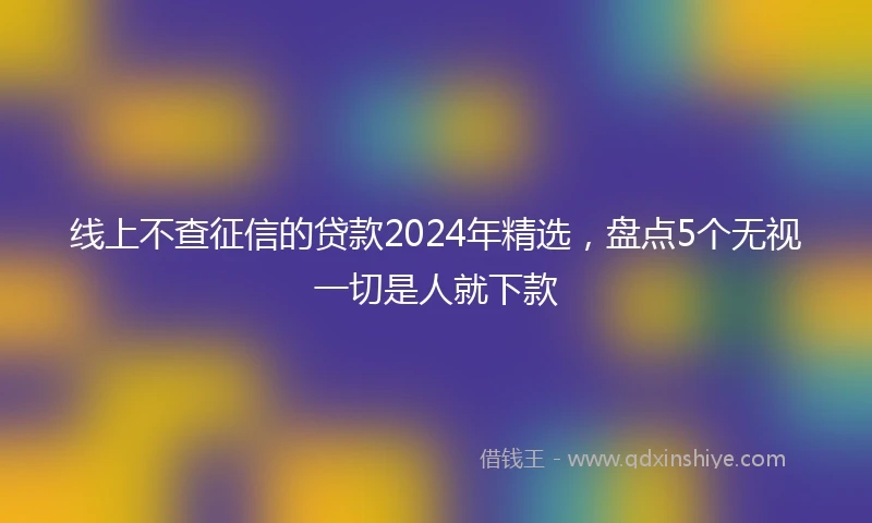 线上不查征信的贷款2024年精选，盘点5个无视一切是人就下款