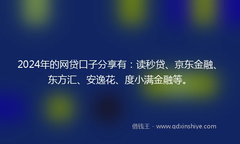 2024年的网贷口子分享有：读秒贷、京东金融、东方汇、安逸花、度小满金融等。