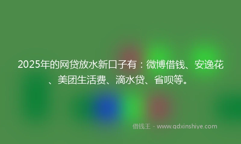 2025年的网贷放水新口子有：微博借钱、安逸花、美团生活费、滴水贷、省呗等。