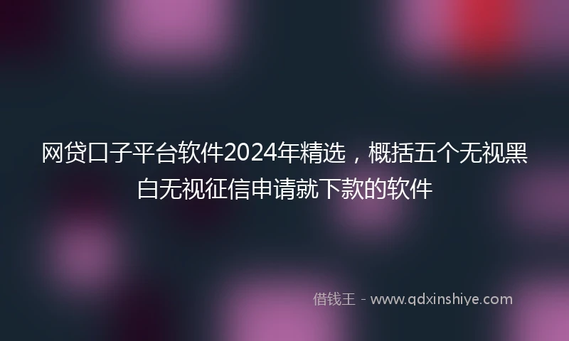 网贷口子平台软件2024年精选，概括五个无视黑白无视征信申请就下款的软件