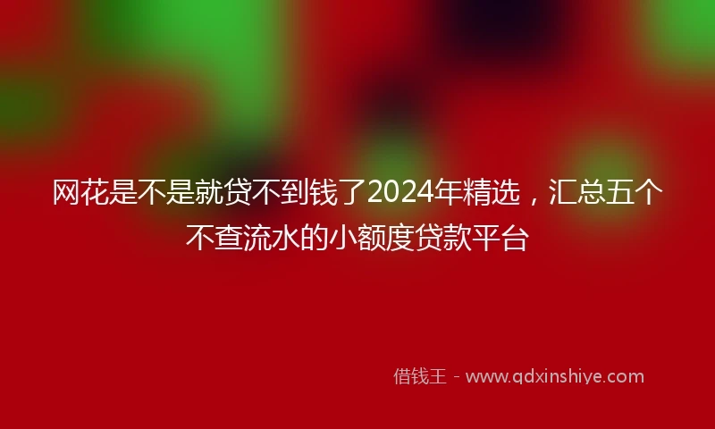 网花是不是就贷不到钱了2024年精选，汇总五个不查流水的小额度贷款平台