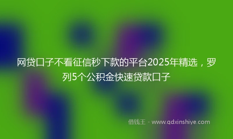 网贷口子不看征信秒下款的平台2025年精选，罗列5个公积金快速贷款口子