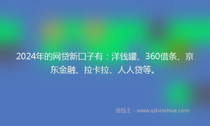 2024年的网贷新囗子有：洋钱罐、360借条、京东金融、拉卡拉、人人贷等。