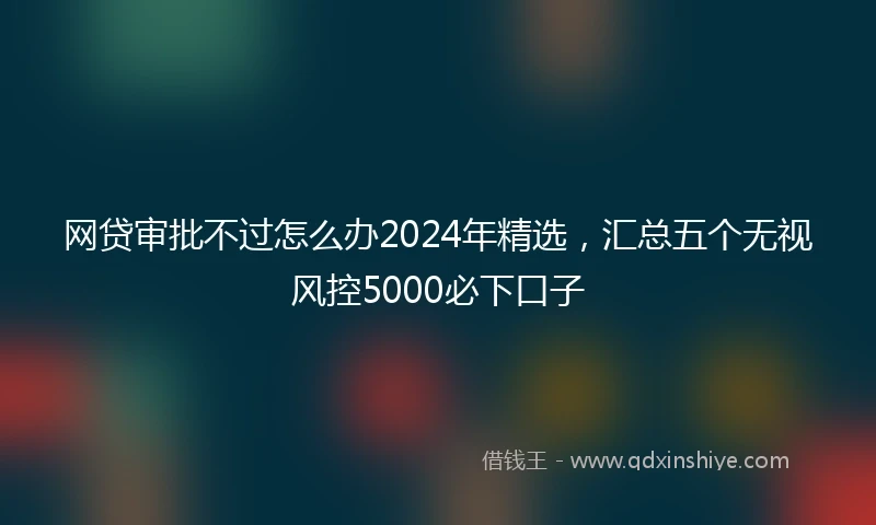 网贷审批不过怎么办2024年精选，汇总五个无视风控5000必下口子