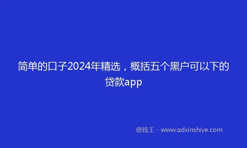 简单的口子2024年精选，概括五个黑户可以下的贷款app