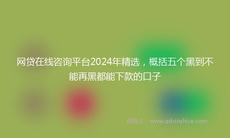 网贷在线咨询平台2024年精选，概括五个黑到不能再黑都能下款的口子