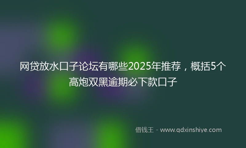 网贷放水口子论坛有哪些2025年推荐，概括5个高炮双黑逾期必下款口子