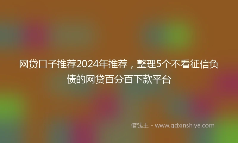 网贷口子推荐2024年推荐，整理5个不看征信负债的网贷百分百下款平台