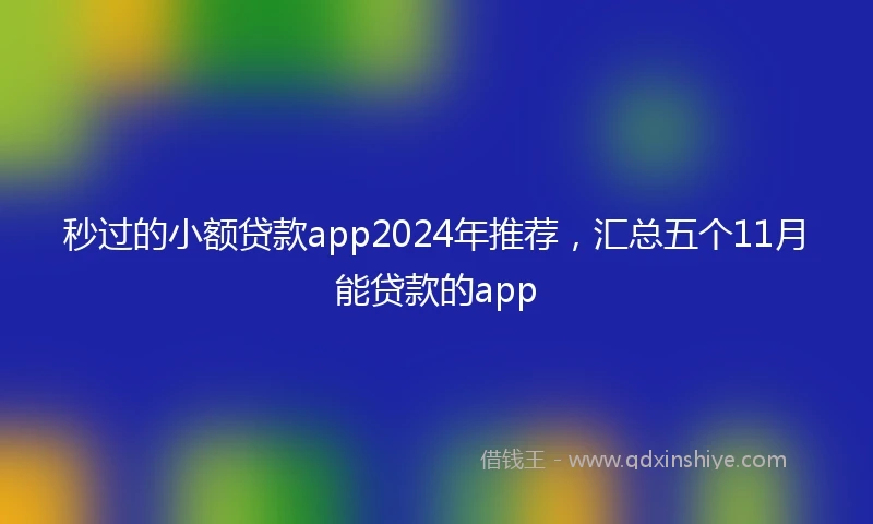 秒过的小额贷款app2024年推荐，汇总五个11月能贷款的app