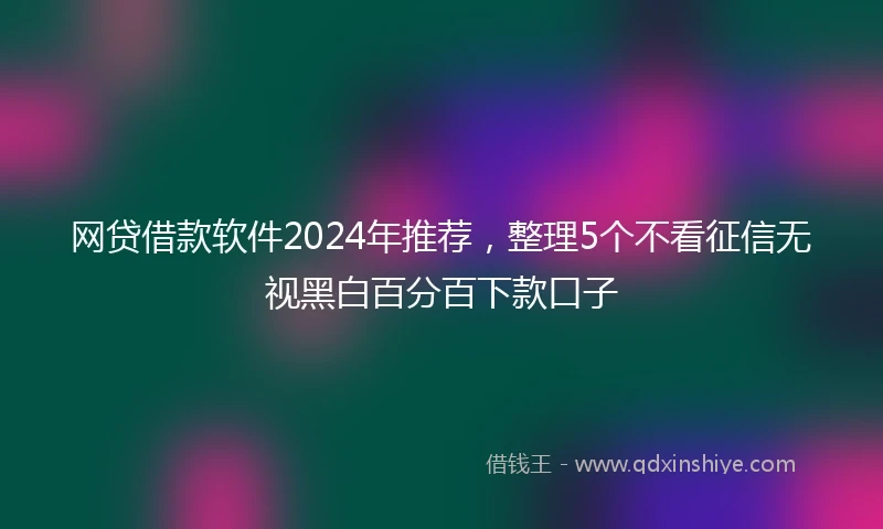 网贷借款软件2024年推荐，整理5个不看征信无视黑白百分百下款口子