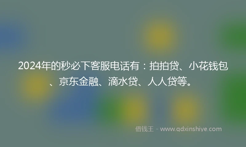 2024年的秒必下客服电话有：拍拍贷、小花钱包、京东金融、滴水贷、人人贷等。