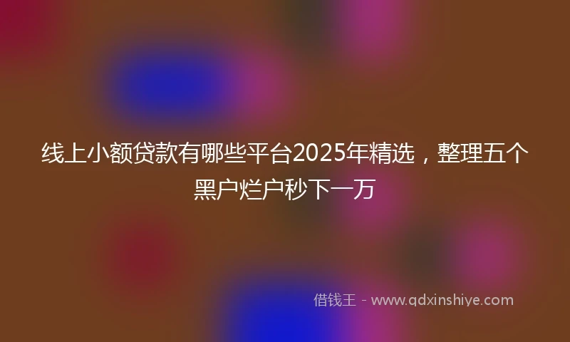 线上小额贷款有哪些平台2025年精选，整理五个黑户烂户秒下一万