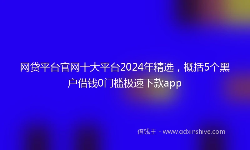 网贷平台官网十大平台2024年精选，概括5个黑户借钱0门槛极速下款app
