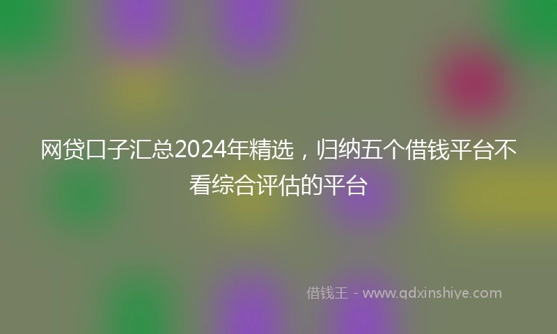 网贷口子汇总2024年精选，归纳五个借钱平台不看综合评估的平台