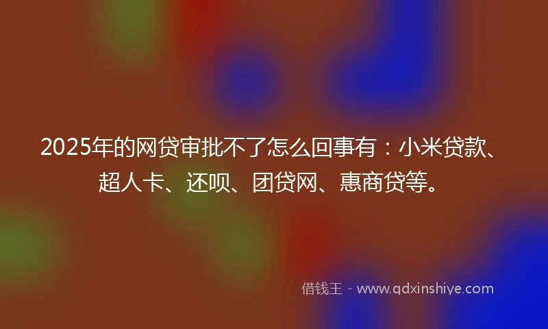 2025年的网贷审批不了怎么回事有：小米贷款、超人卡、还呗、团贷网、惠商贷等。