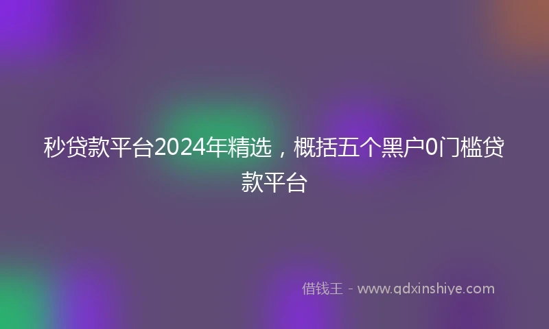 秒贷款平台2024年精选，概括五个黑户0门槛贷款平台