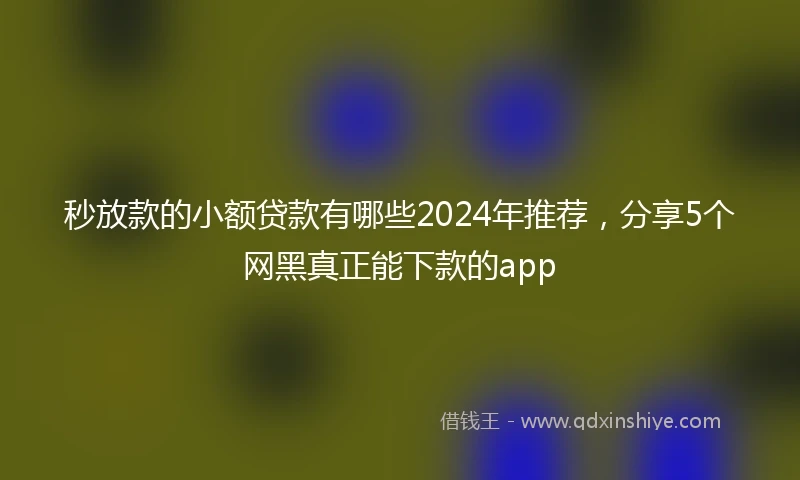秒放款的小额贷款有哪些2024年推荐，分享5个网黑真正能下款的app